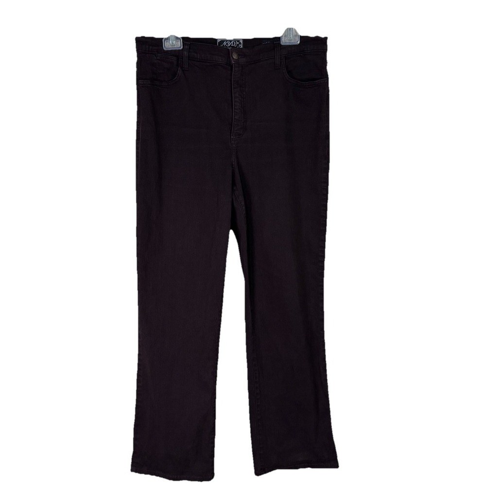 NYDJ Jeans Women's Straight Fit Size 14 Brown Embroidered Back Pockets 34x28